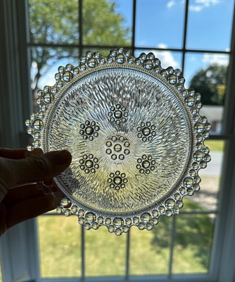 Masserini Barocco Small Glass Bowl- 1960s Vintage Italian Glass- Bubble Lace Glass Dish Mid Century Modern view 8