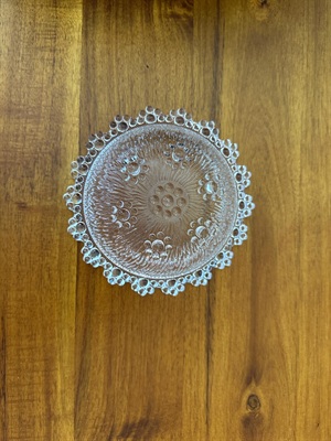 Masserini Barocco Small Glass Bowl- 1960s Vintage Italian Glass- Bubble Lace Glass Dish Mid Century Modern view 9