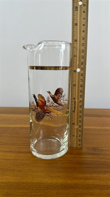 Vintage MCM Martini Pitcher - Mid-Century Pheasants Pitcher- West Virginia Glass Specialty view 5