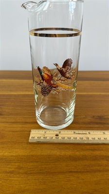 Vintage MCM Martini Pitcher - Mid-Century Pheasants Pitcher- West Virginia Glass Specialty view 6
