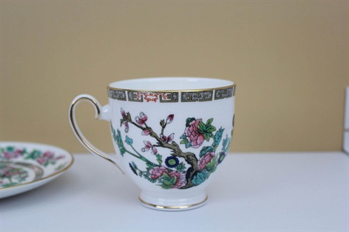 Vintage Bone China Teacup and Saucer | Royal Grafton Indian Tree Pattern view 4