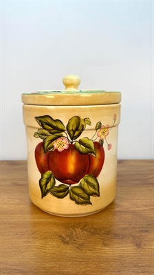 Vintage Apple Cookie Jar or Canister- Beautiful Hand-painted Apple Kitchen Storage Jar Container view 1