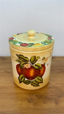 Vintage Apple Cookie Jar or Canister- Beautiful Hand-painted Apple Kitchen Storage Jar Container view 2