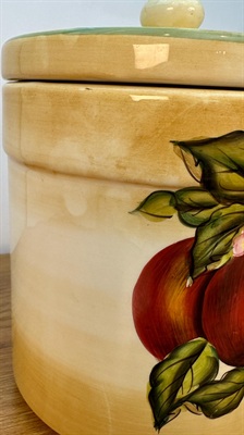 Vintage Apple Cookie Jar or Canister- Beautiful Hand-painted Apple Kitchen Storage Jar Container view 5