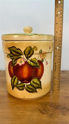 Vintage Apple Cookie Jar or Canister- Beautiful Hand-painted Apple Kitchen Storage Jar Container view 9