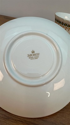 Vintage Teacup and Saucer| Duchess Kingsley Fruits Ribbed and Footed Tea Cup|  English Bone China view 4