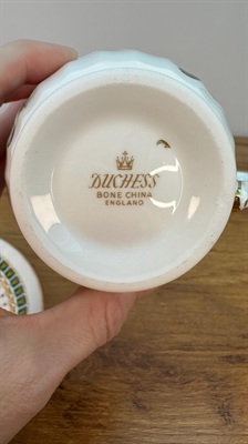 Vintage Teacup and Saucer| Duchess Kingsley Fruits Ribbed and Footed Tea Cup|  English Bone China view 5