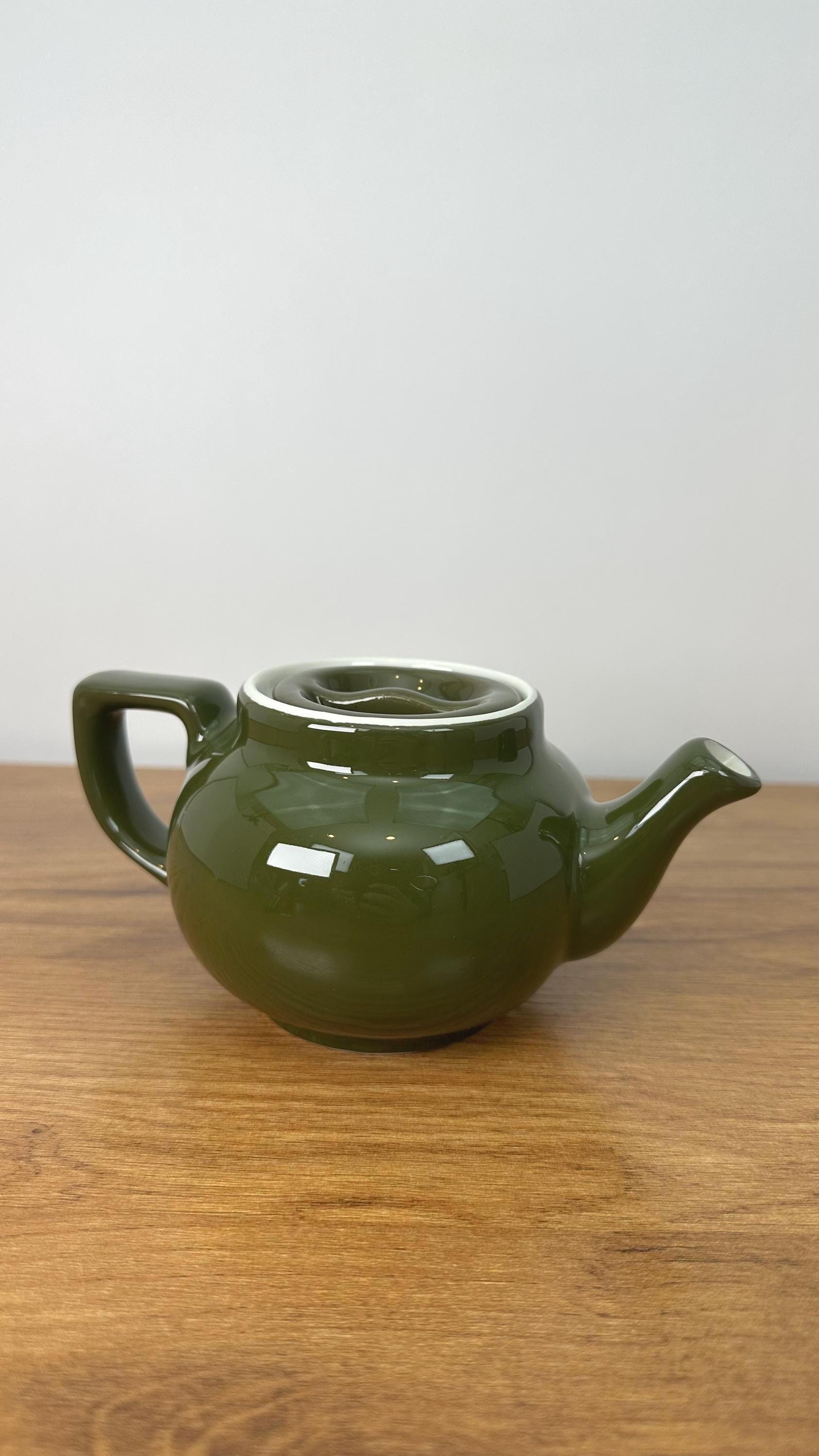 Vintage Mini Hall Teapot- Small Green Ceramic Single Serve Teapot -1950's