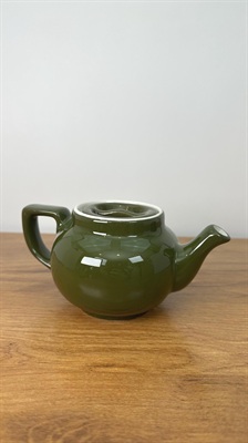 Vintage Mini Hall Teapot- Small Green Ceramic Single Serve Teapot -1950's view 1