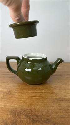 Vintage Mini Hall Teapot- Small Green Ceramic Single Serve Teapot -1950's view 6
