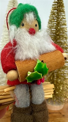 Vintage Gnome Elf Ornament- Christmas Woodland Gnome Tree Decoration view 2