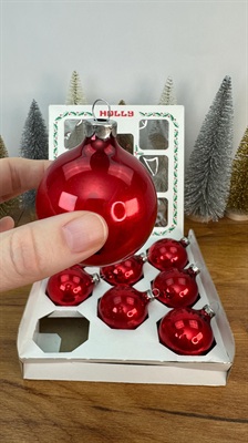 Vintage Mercury Glass Christmas Ornaments - 8 Red Holly Decorations Made in U.S.A - 1960's view 7