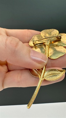 Vintage Enamel Pink Flower Pin/ Brooch view 6