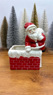 Vintage Napco Santa in Chimney Planter -1950's MMC Christmas Decor view 1
