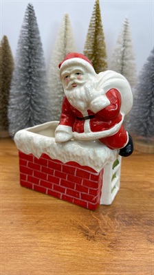 Vintage Napco Santa in Chimney Planter -1950's MMC Christmas Decor view 2
