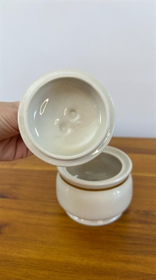 Vintage Stoneware Creamer and Sugar Bowl- Retro Neutral Colors-  Mountain Wood Collection 1970's Japan view 6