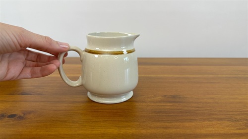 Vintage Stoneware Creamer and Sugar Bowl- Retro Neutral Colors-  Mountain Wood Collection 1970's Japan view 9
