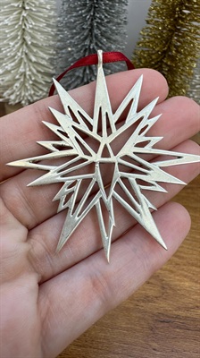 Vintage Sterling Silver Moravian Star Ornament- Hand & Hammer Solid Sterling Silver -925 view 3