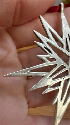 Vintage Sterling Silver Moravian Star Ornament- Hand & Hammer Solid Sterling Silver -925 view 6