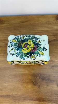 Vintage Jewelry Trinket Box | Portuguese Keepsake Box | Hand Painted Signed Made in Portugal view 4