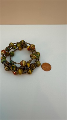 Vintage Wrap Bracelet - Wire Wrap Stacked Bracelet Boho Chic- Handcrafted Rolled Paper Beads view 9