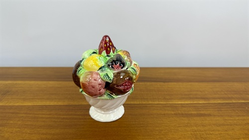 Vintage 1950's Jam Jar, Sugar Dish-  Mid-Century Lefton  Porcelain Hand Painted Container view 2