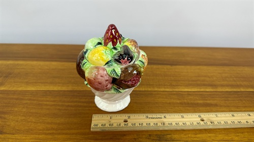 Vintage 1950's Jam Jar, Sugar Dish-  Mid-Century Lefton  Porcelain Hand Painted Container view 4