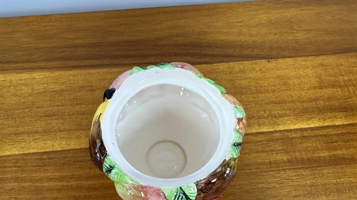 Vintage 1950's Jam Jar, Sugar Dish-  Mid-Century Lefton  Porcelain Hand Painted Container view 7