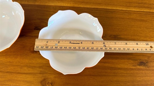 Vintage Orange Ceramic Lotus Bowls - Set of 2 Mid Century Modern Rice Bowls view 2