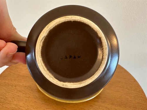 Vintage MCM Stoneware Coffee Cups and Saucers | Brown and Golden | Made in Japan SET OF 3 view 2