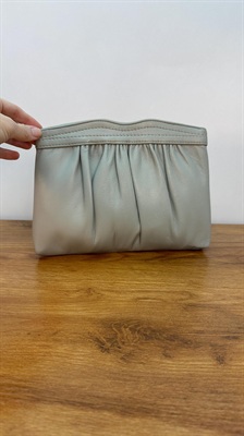 Vintage Clutch Purse -Grey Faux Leather Purse Convertible Gold Chain Strap- Evening Bag view 3