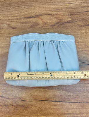 Vintage Clutch Purse -Grey Faux Leather Purse Convertible Gold Chain Strap- Evening Bag view 7