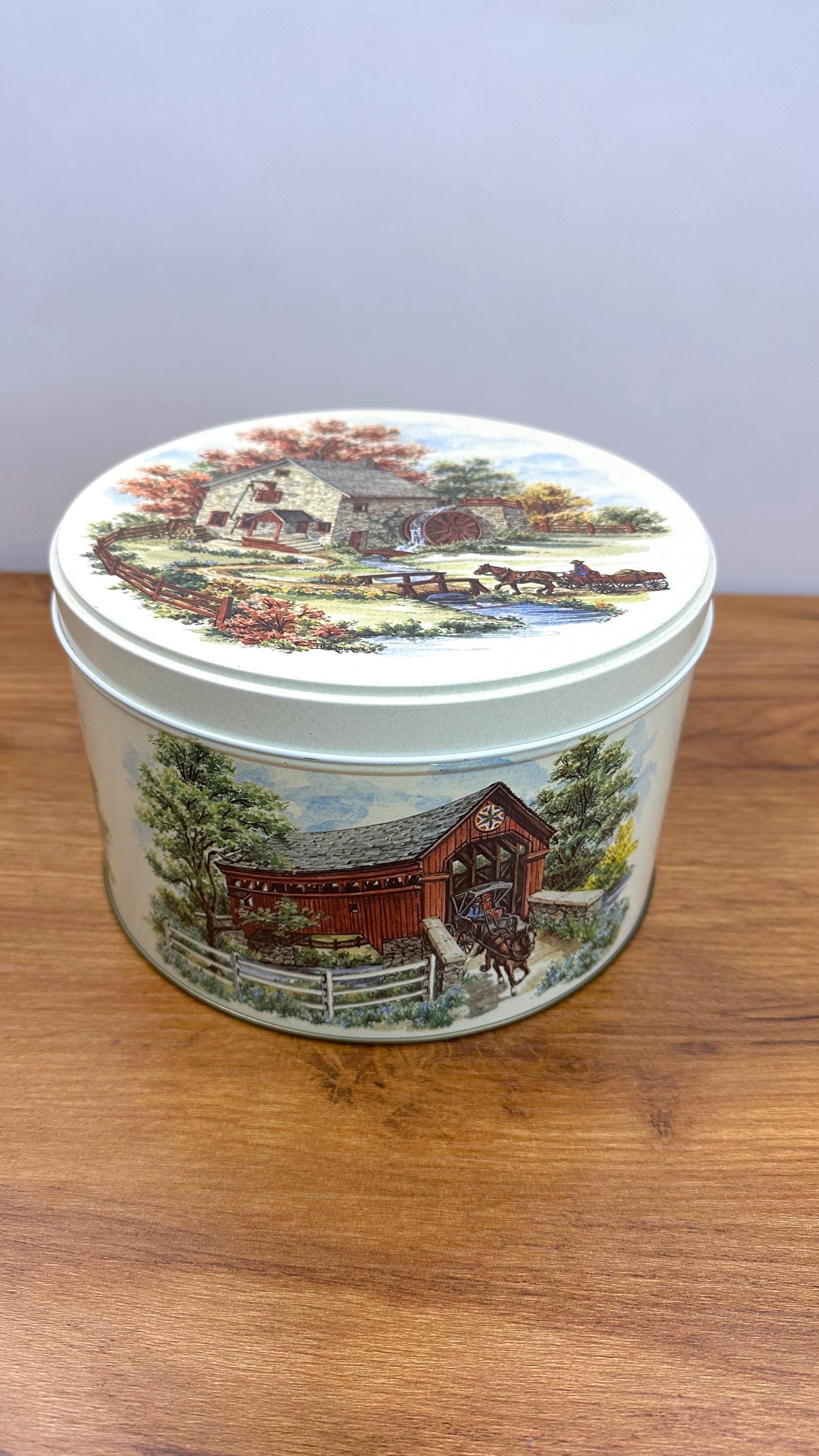 Vintage 1983 Tom Sturgis Pretzels Pennsylvania Dutch Collector's Tin 8.25"