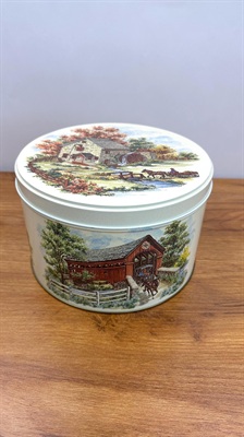 Vintage 1983 Tom Sturgis Pretzels Pennsylvania Dutch Collector's Tin 8.25" view 1