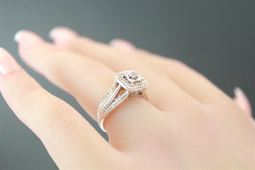 Vintage Art Deco Style Diamond Ring | Sterling Silver-925 Natural Diamonds | Engagement, Wedding, Promise Ring -Size 6 view 3