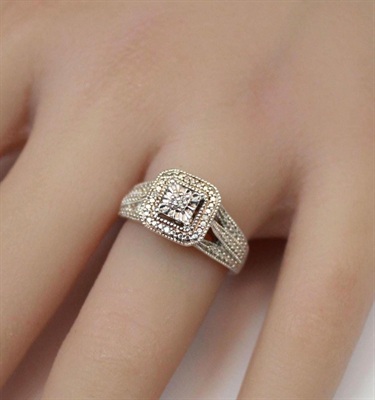 Vintage Art Deco Style Diamond Ring | Sterling Silver-925 Natural Diamonds | Engagement, Wedding, Promise Ring -Size 6 view 5