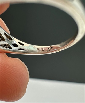 Vintage Art Deco Style Diamond Ring | Sterling Silver-925 Natural Diamonds | Engagement, Wedding, Promise Ring -Size 6 view 10