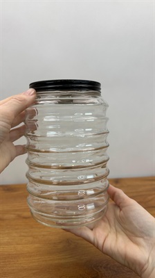 Vintage Sellers Hoosier Beehive Glass Canister - Depression Glass Jar Ribbed view 8