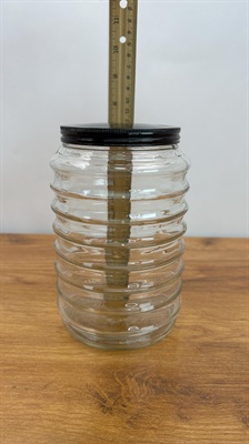 Vintage Sellers Hoosier Beehive Glass Canister - Depression Glass Jar Ribbed view 9
