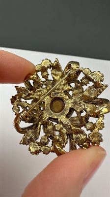 Vintage Arthur Pepper Brooch | Jelly Belly White Cabochon and Rhinestones view 7