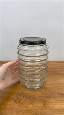 Vintage Sellers Hoosier Beehive Glass Canister - Depression Era Ribbed Glass Jar view 6