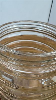 Vintage Sellers Hoosier Beehive Glass Canister - Depression Era Ribbed Glass Jar view 7