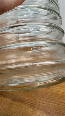 Vintage Sellers Hoosier Beehive Glass Canister - Depression Era Ribbed Glass Jar view 9