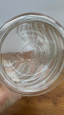 Vintage Sellers Hoosier Beehive Glass Canister - Depression Era Ribbed Glass Jar view 10