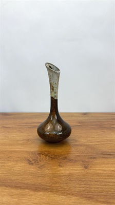 Vintage Mid- Century Bud Vase | Anna Van Briggle Brown Drip Glaze Vase 7" view 1