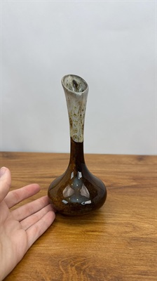 Vintage Mid- Century Bud Vase | Anna Van Briggle Brown Drip Glaze Vase 7" view 3
