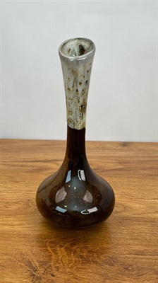 Vintage Mid- Century Bud Vase | Anna Van Briggle Brown Drip Glaze Vase 7" view 4
