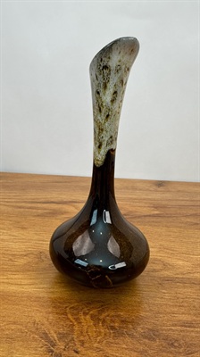 Vintage Mid- Century Bud Vase | Anna Van Briggle Brown Drip Glaze Vase 7" view 6