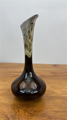 Vintage Mid- Century Bud Vase | Anna Van Briggle Brown Drip Glaze Vase 7" view 7