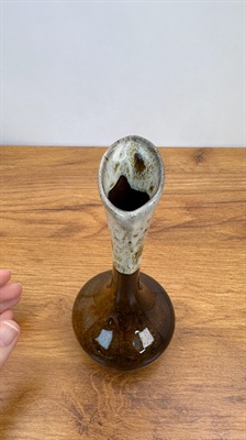 Vintage Mid- Century Bud Vase | Anna Van Briggle Brown Drip Glaze Vase 7" view 8